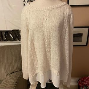 White Sweater with sheer material layer size 2 from Torrid